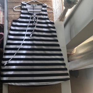 Black and white striped dress